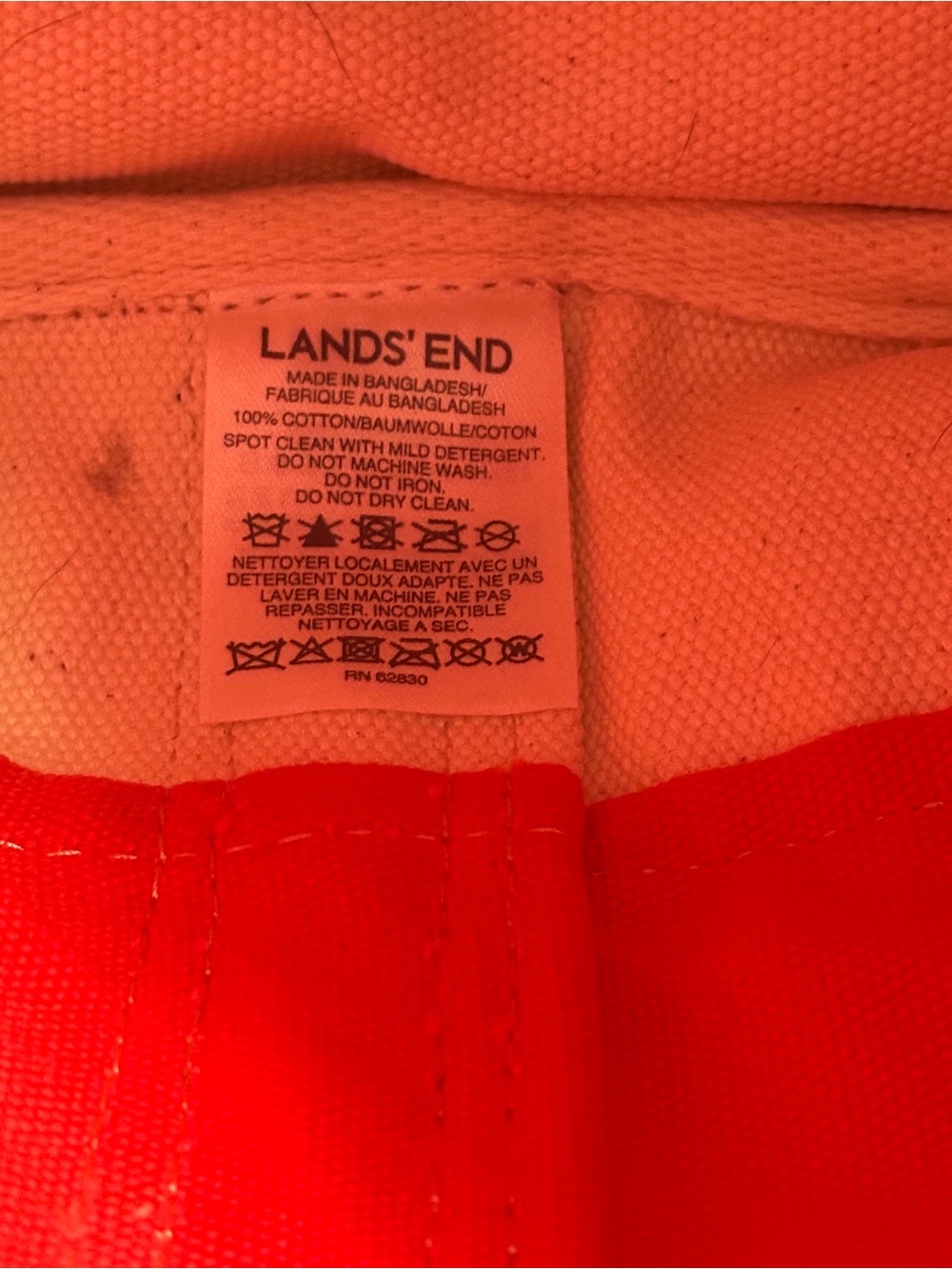 Lands' End Red and White Canvas Tote - Picture 5 of 11